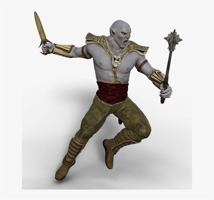 Ork, Warrior, Club, Sword, Fantasy, Mythical Creatures - Fantasy Warrior Silhouette, transparent png #2007282