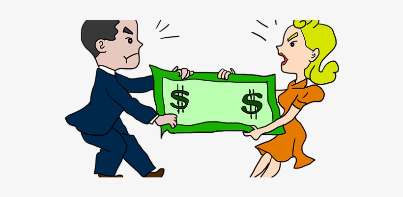 Divorced Couple Fighting Over Dollar Bills - Clipart Fighting Over Money, transparent png #2007416