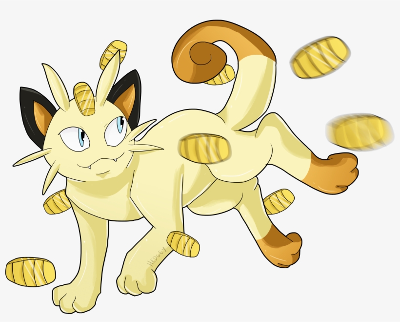 #052 Meowth Used Pay Day And Night Slash - Cartoon, transparent png #2008659
