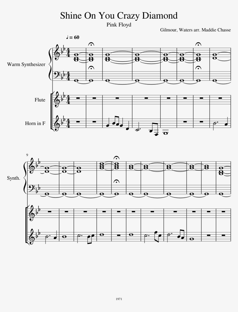 Shine On You Crazy Diamond Sheet Music Composed By - Song, transparent png #2008851