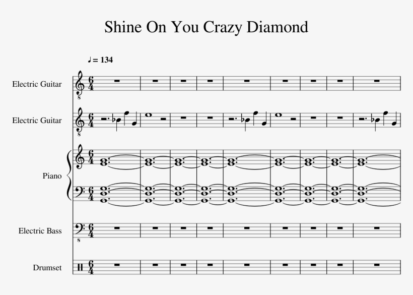 Shine On You Crazy Diamond Sheet Music 1 Of 7 Pages - Sheet Music, transparent png #2008912
