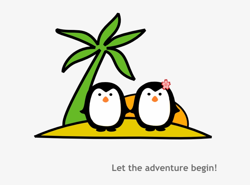 Two Penguins At Beach Clip Art - Desert Island Clip Art, transparent png #2010439