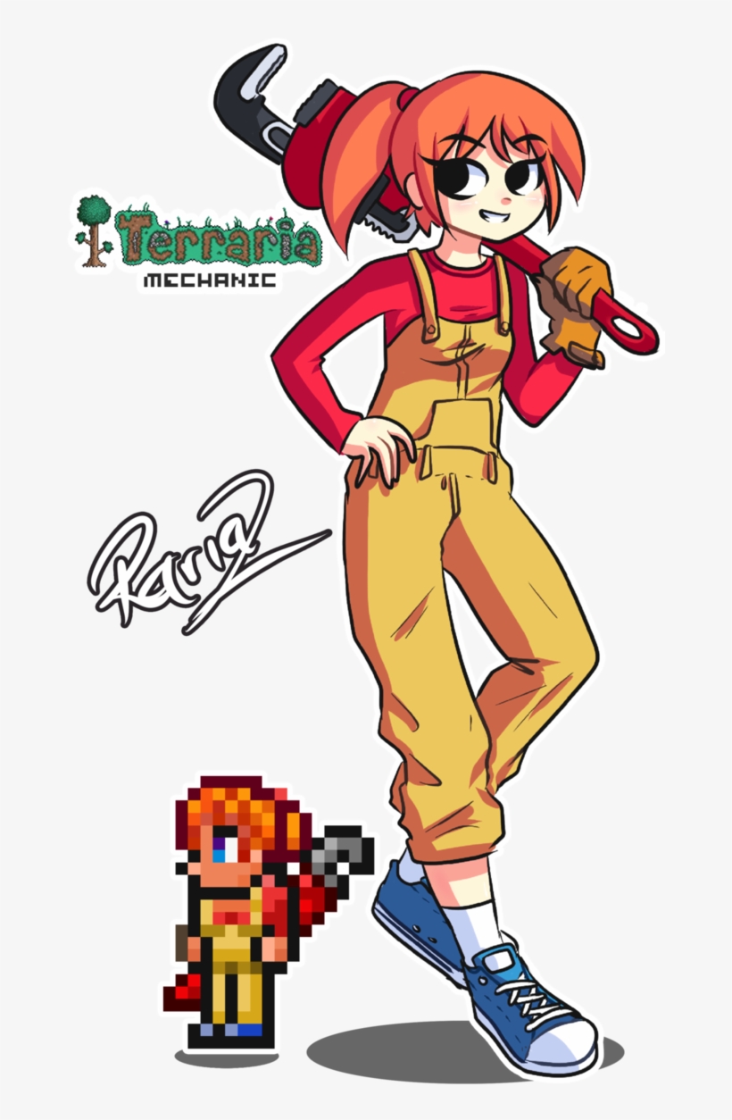 Whoever Is Making These Terraria Girls, You Are Awesome - Terraria Fan Art Mechanic, transparent png #2012023