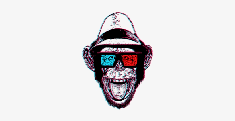 Hipster Chimp 3d Glasses- - Bad Ape T Shirt, transparent png #2012624