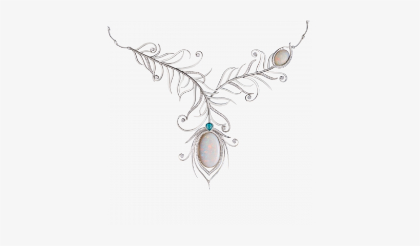 Peacock Feather Necklace With Opals Paraíba Tourmaline - Feather Necklace, transparent png #2012863