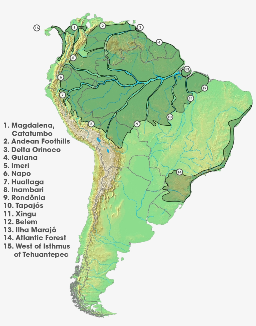 Areas Of Endemism - Drainage Basins Of South America, transparent png #2014357