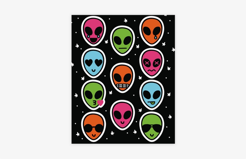 Rainbow Alien Emoji Sticker/decal Sheet - Rainbow Alien, transparent png #2016345