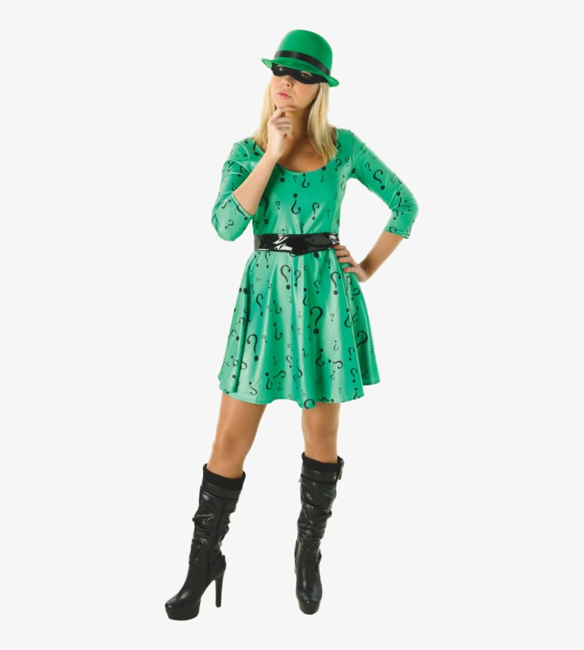 Ladies' Classic Riddler Fancy Dress Costume - Female Riddler Costume, transparent png #2016448