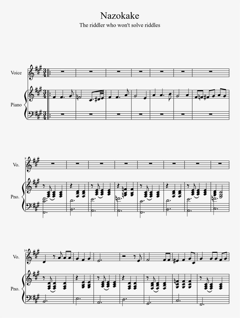 Nazokake Sheet Music 1 Of 6 Pages - Professor Layton Theme Piano, transparent png #2016619