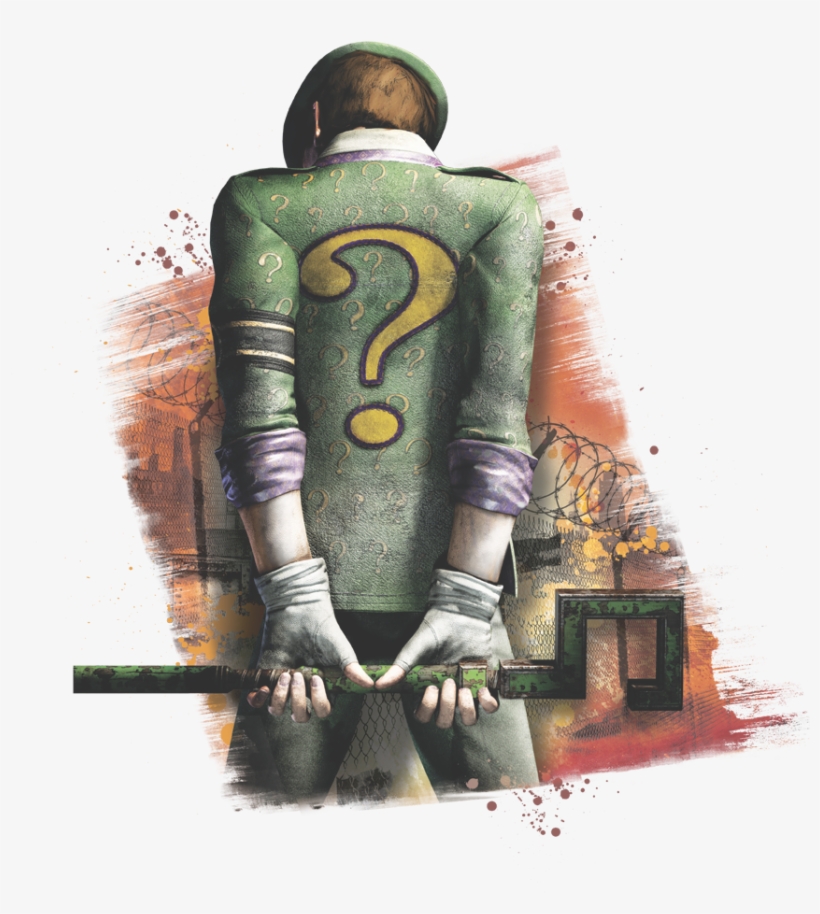 Arkham Riddler Convicted Men's Crewneck Sweatshirt - Riddler Arkham City Back Pose Brushed Silver Cellphone, transparent png #2016669