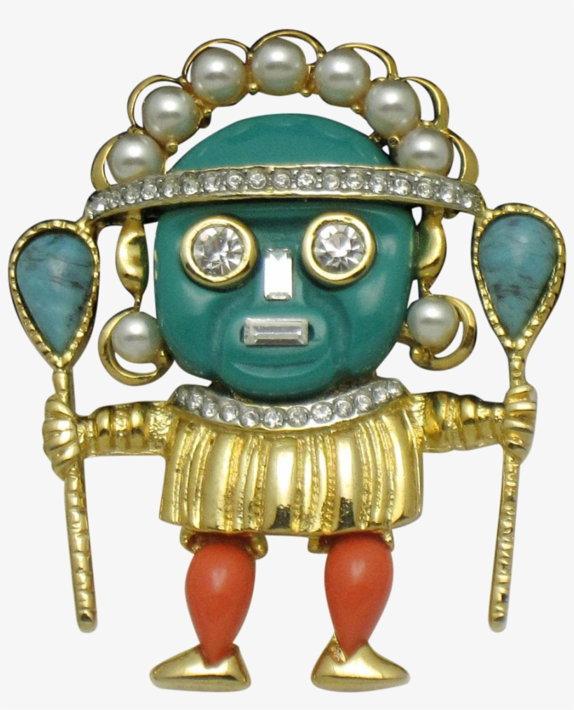 Kenneth Jay Lane Aztec Warrior Brooch Pin Vintage Kjl - Kenneth Jay Lane, transparent png #2017532