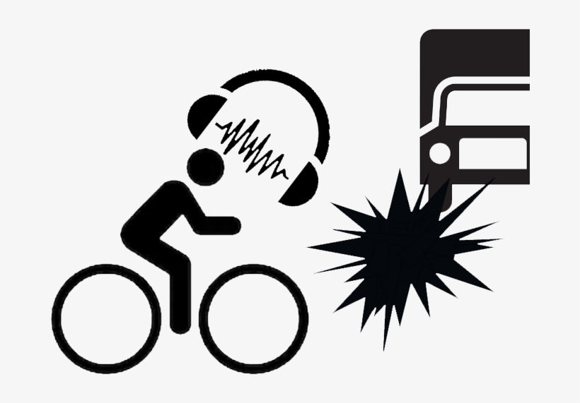 Distracted Bicyclist Using Ear Phones Crashes Into - Signage On Motorist Safety While Driving, transparent png #2018865