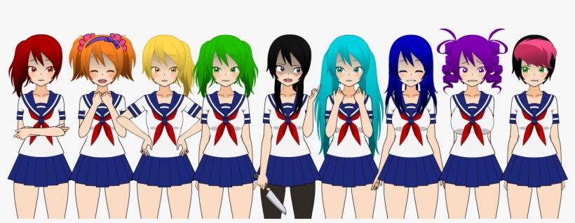 Yandere Simulator Girls By Yeiiowfruit-d8z8lem - All Girls In Yandere Simulator, transparent png #2019432