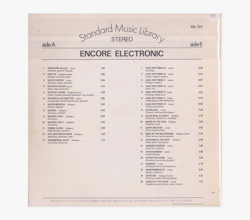 Brian Hodgson / John Lewis "encore Electronic" - Document, transparent png #2021767