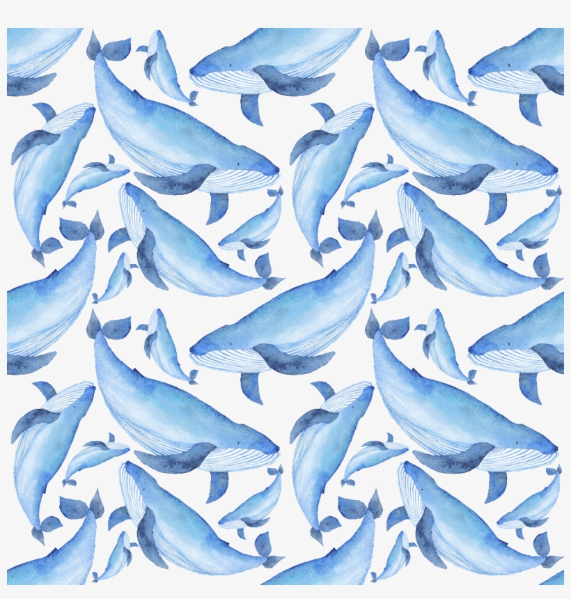 Blue Hand-painted Whale Cartoon Watercolor Material - Watercolor Nautical Whales Leash Or Key Holder Bb7575sh4, transparent png #2023927