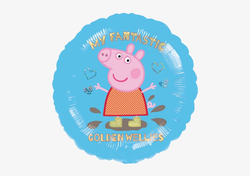 18" Peppa Pig Golden Boots Holographic Balloon - Muddy Puddles, transparent png #2027105