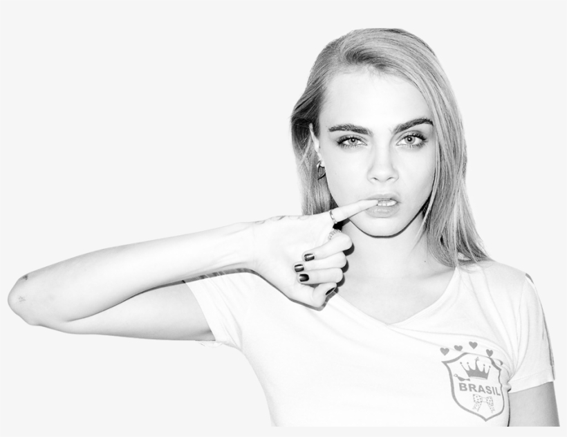 Cara Delevingne - Tattooed Cara Delevingne Black And White, transparent png #2028601