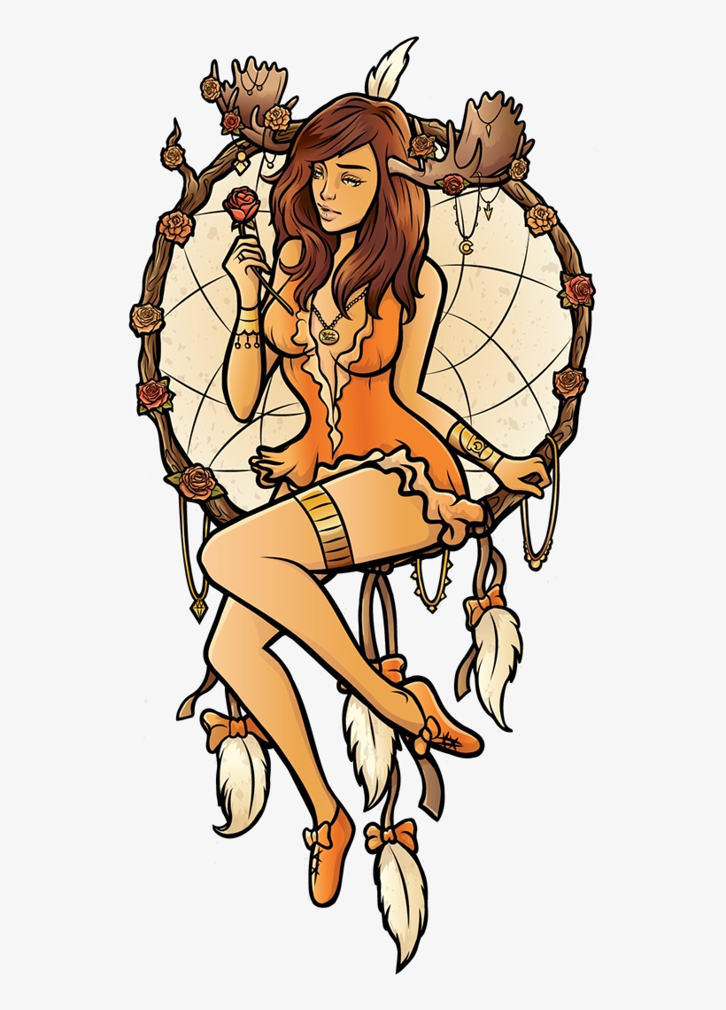 "dreamcatcher Girl" Vector Illustration - Dreamcatcher Girl, transparent png #2030564