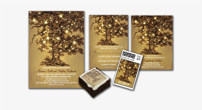 Vintage String Lights Tree Rustic Wedding Invites - Vintages Altes Rustikales Verlobungs-party Des Karte, transparent png #2031119