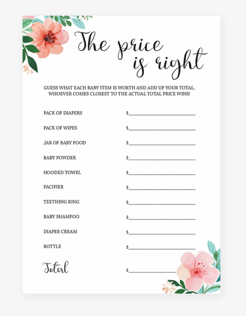 Baby Girl Shower Paper Products - Baby Shower Price Is Right Printable, transparent png #2031834