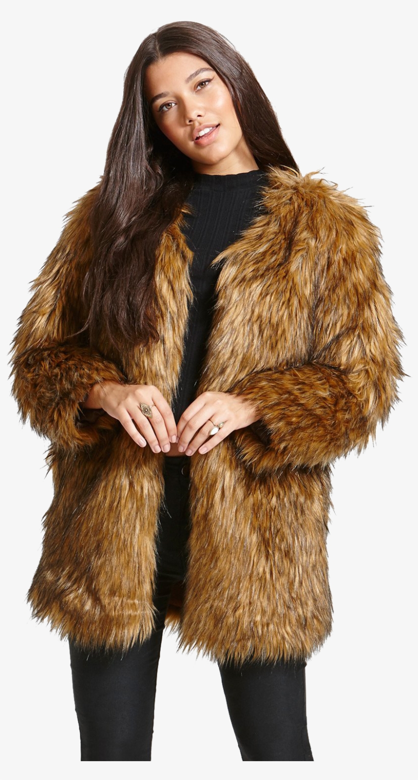 Faux Fur Coat - Brown Faux Fur Coat Womens, transparent png #2033699