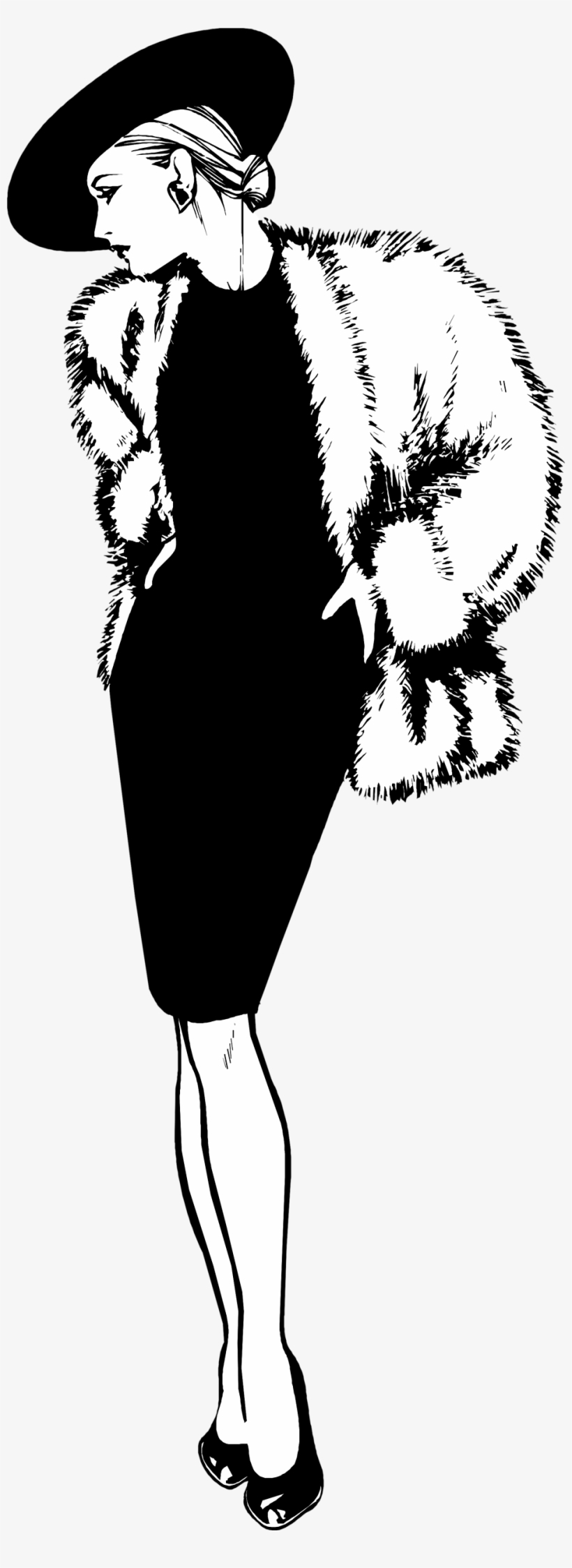 Woman Beautiful - Woman In Fur Coat Clipart, transparent png #2033811