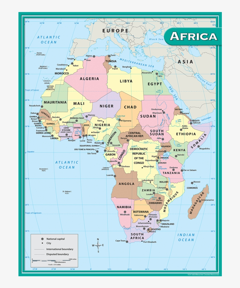 Tcr7650 Africa Map Chart Image - Teacher Created Resources Africa Map Chart, transparent png #2034502