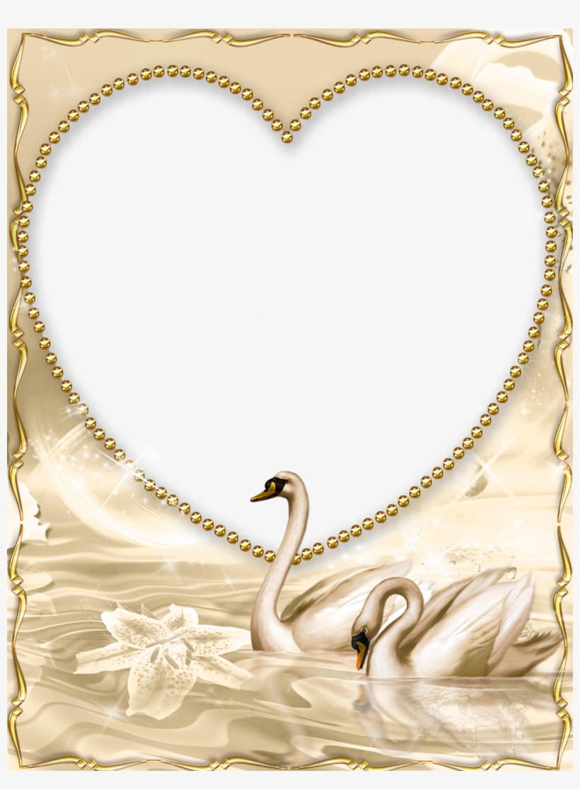 Beautiful Golden Png Frame With Swan - Beautiful Gold Borders And Frames, transparent png #2035441