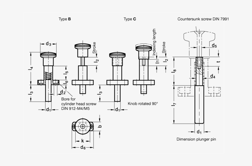 Indexing Plungers Removable, With Or Without Rest Position - Diagram, transparent png #2037402
