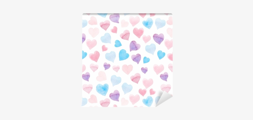 Seamless Watercolor Pattern With Colorful Hearts - Watercolor Painting, transparent png #2039044