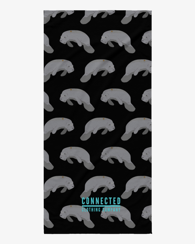 Manatee Print Beach Towel In Black - Manatee, transparent png #2039222