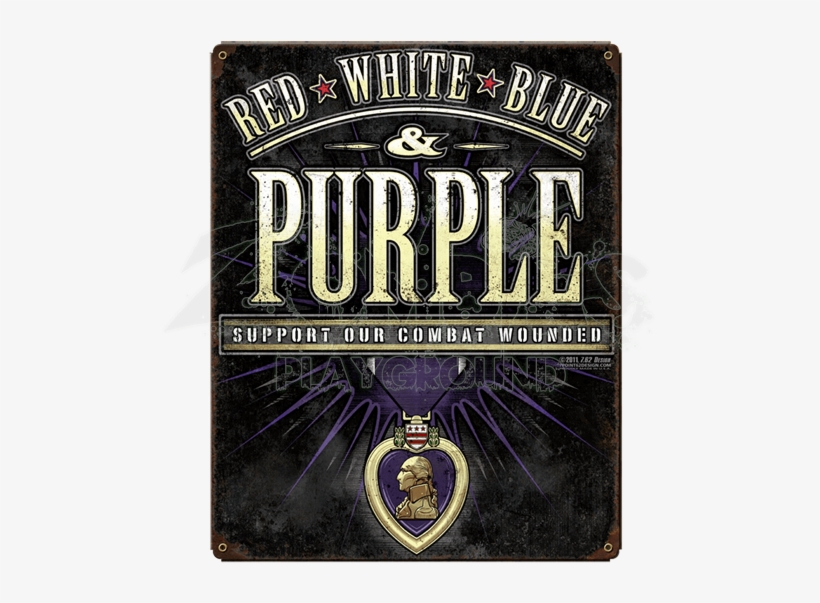 Combat Wounded Purple Heart Vintage Steel Sign - Past Time Signs Vs-t457 Purple, transparent png #2039431