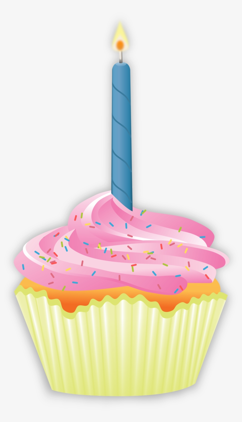 Clipart Cupcake Big Image - Cupcake With Candle Clipart, transparent png #2039508