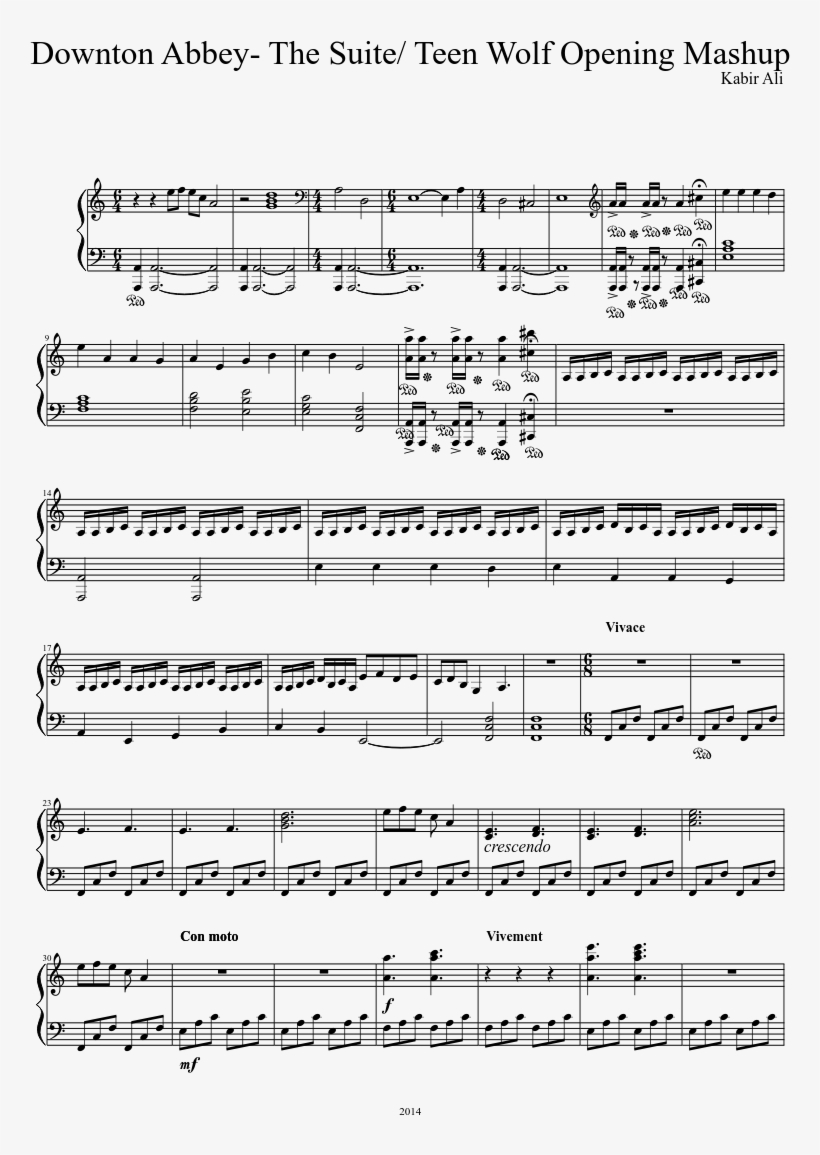 Downton Abbey- The Suite/ Teen Wolf Opening Mashup - Melody Lost Frequencies Piano Sheet Music, transparent png #2041552