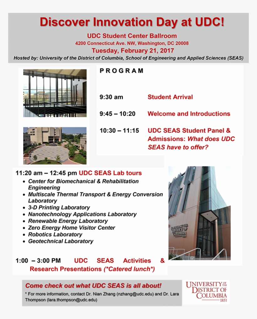 2017 Discover Innovation Day Agenda 2 - University Of The District Of Columbia, transparent png #2042594