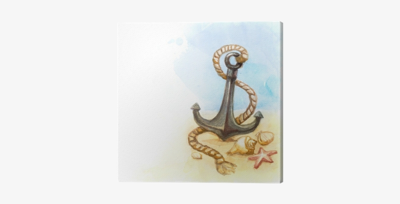 Watercolor Illustration Of Anchor And Shell Canvas - Accademia Del Decoupage 32 X 45 Cm Rice Paper, Ships, transparent png #2042909