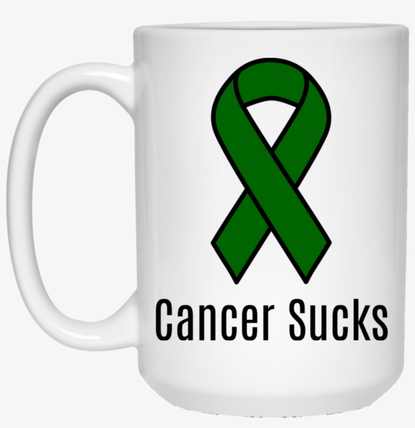 Cancer Sucks Emerald Green Ribbon Liver Cancer Awareness - Blue Cancer Ribbon, transparent png #2043129