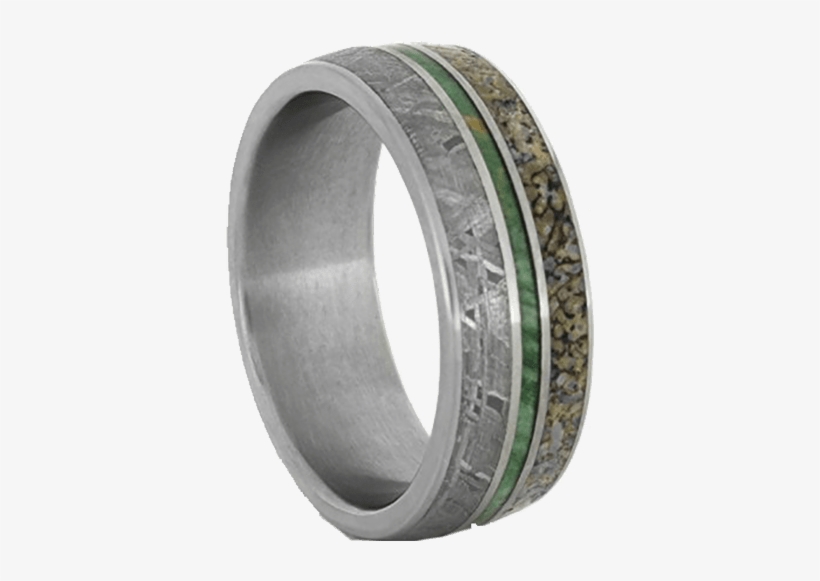 Titanium Ring With Dinosaur Bone And Gibeon Meteorite, - Dinosaur Bone Meteorite Ring, transparent png #2043540