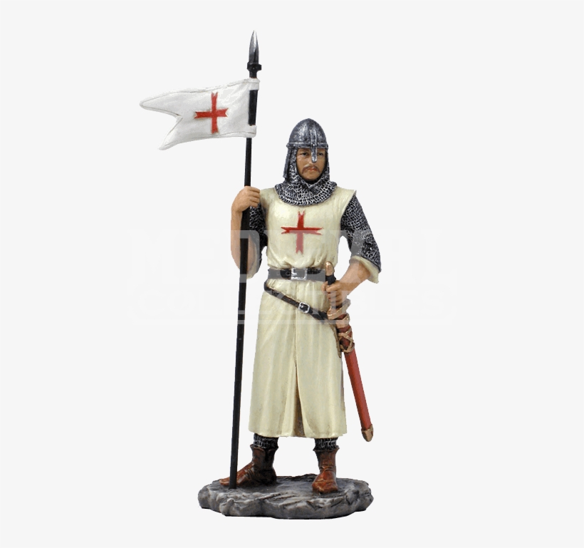Armored Crusader With Flag In Right Hand Statue - Crusade Armour, transparent png #2044198