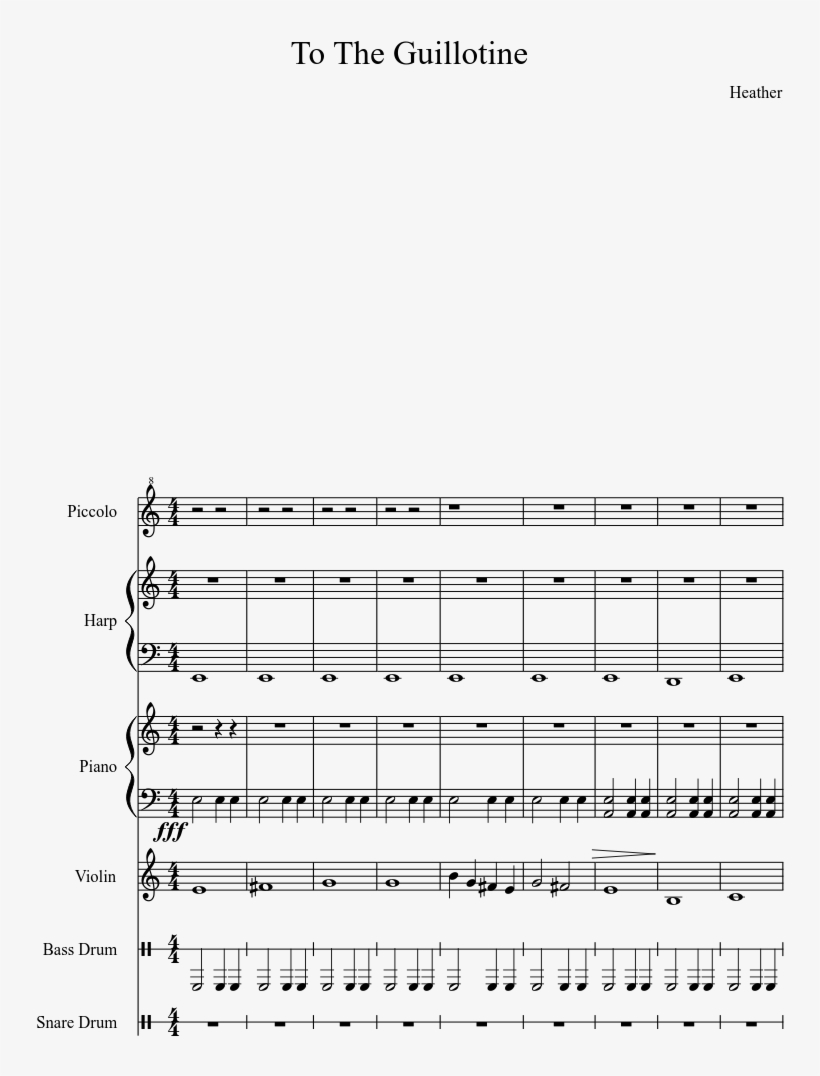 To The Guillotine Sheet Music Composed By Heather 1 - Diagram, transparent png #2044335