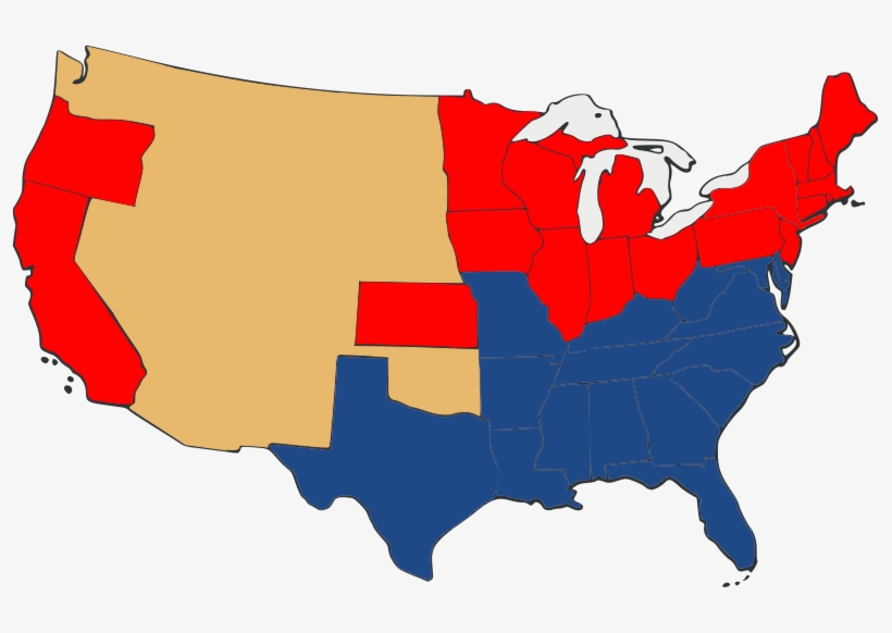 Slave And Free States Before The American Civil War-unbiased - American Civil War Png, transparent png #2045028