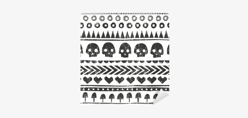 Seamless Halloween Pattern In Tribal Style - Pattern, transparent png #2045513