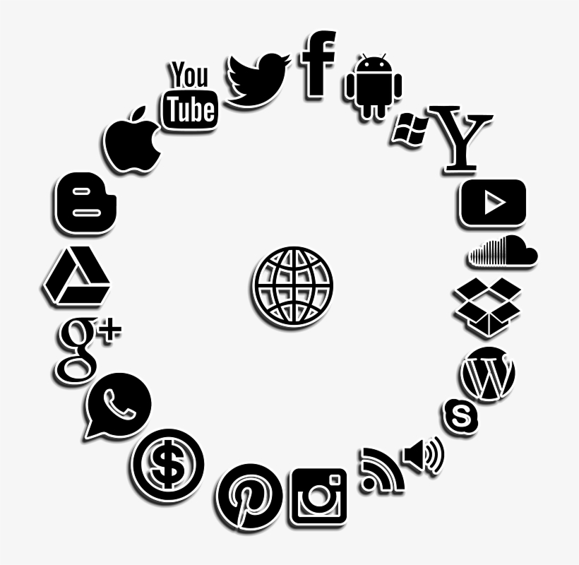 Social Media, Structure, Internet, Network, Social - Social Media Png Black And White, transparent png #2049623