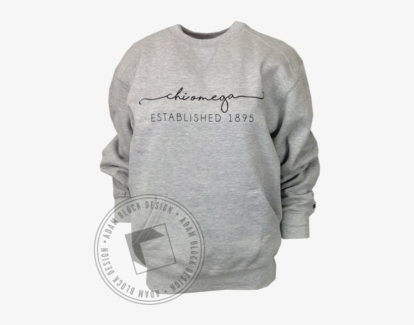 Chi Omega Cursive Pocket Crew Neck Sweatshirt - Crew Neck Sweatshirt Sorority, transparent png #2049702