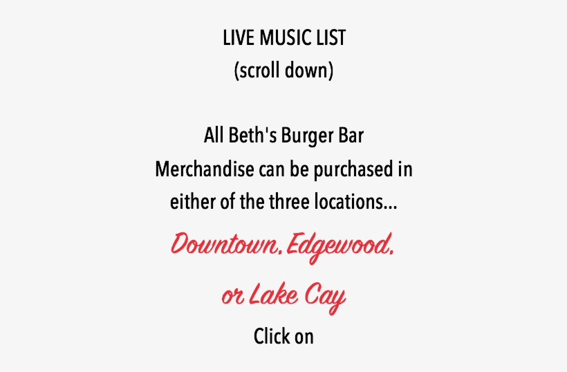 Live Music List All Beth's Burger Bar Merchandise Can - La Limpieza Cetogenica De 10 Dias: El Metabolismo Que, transparent png #2050446