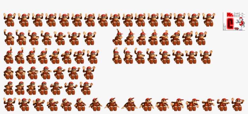 Click For Full Sized Image Diddy Kong - Diddy Kong Sprite Sheet, transparent png #2052478