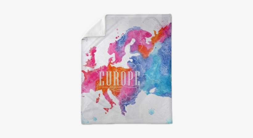 Watercolor Europe Map Pink Blue Plush Blanket • Pixers® - Europe Map Watercolour, transparent png #2054350