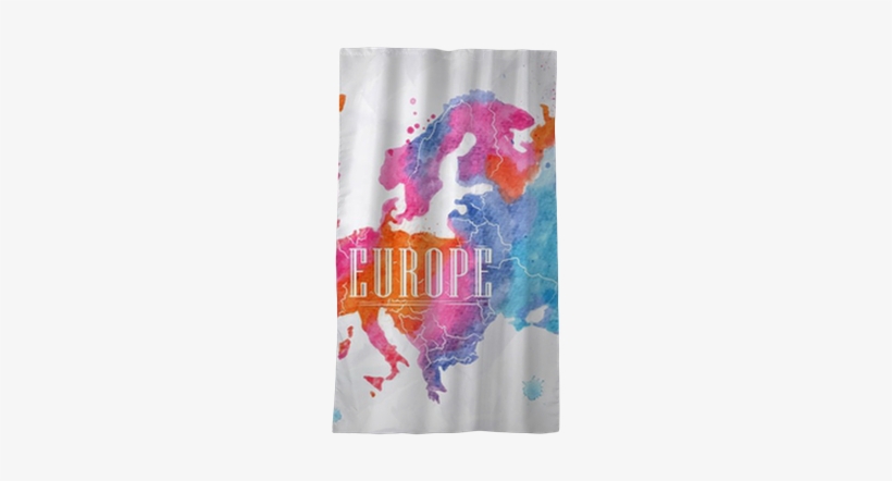 Watercolor Europe Map Pink Blue Blackout Window Curtain - Art Print: Anna42f's Watercolor Europe Map Pink Blue,, transparent png #2054390
