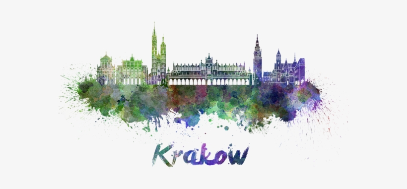 Bleed Area May Not Be Visible - Krakow Skyline In Watercolor, transparent png #2054420