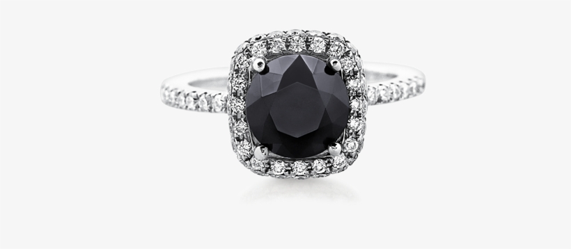 Black Diamond Halo Engagement Ring - Pre-engagement Ring, transparent png #2056254
